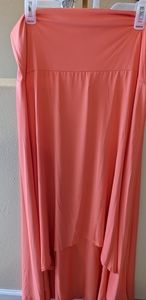 LuLaRoe Olivia Maxi Skirt Tangerine Women's Plus Size 2XL High-low cut.